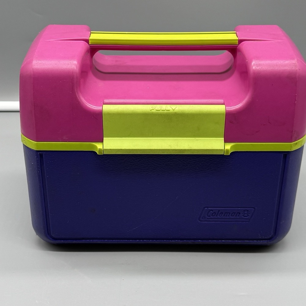 Vintage Coleman PAK Lunch Box Cooler Lunchbox Model 5202 Purple Green USA Made
